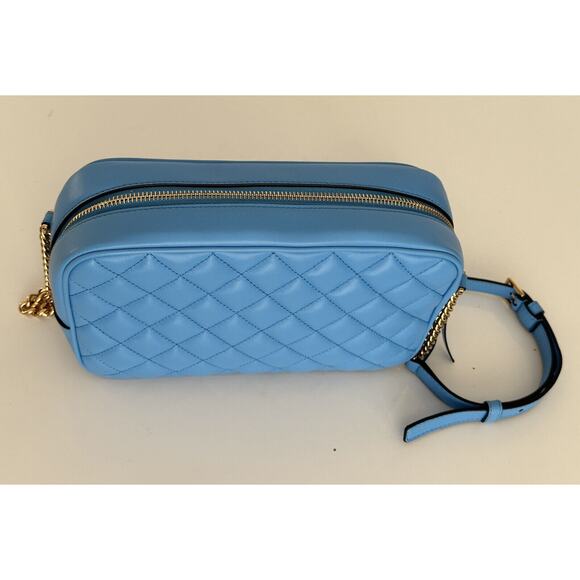 NWT $1275 Versace Quilted Lamb Leather Blue Medium Shoulder Bag 1008828 Italy - Picture 3 of 16